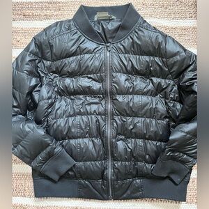 Athleta Women’s Bomber Jacket Coat Goose Down Quilted Puffer Black Size 1X